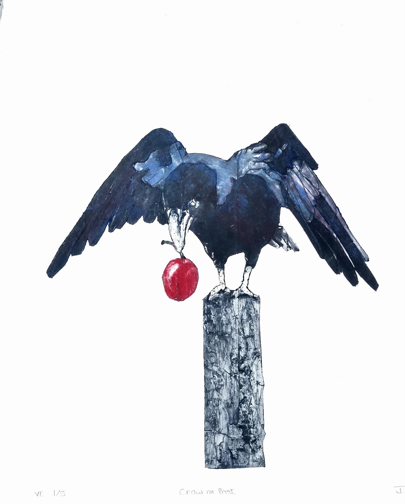 Crow on post